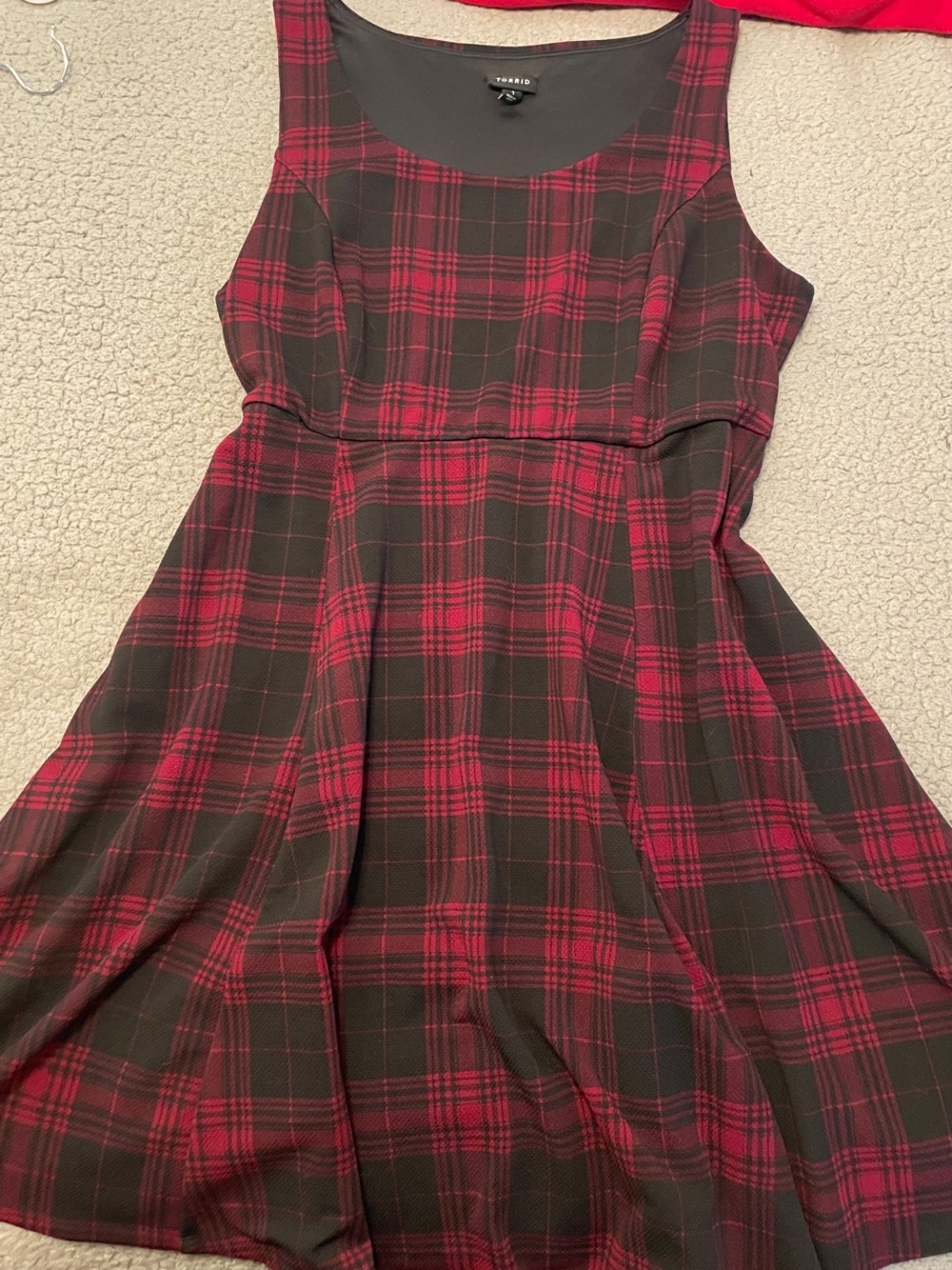 torrid Red & Black Plaid Sleeveless Fit-and-Flare Mini Dress